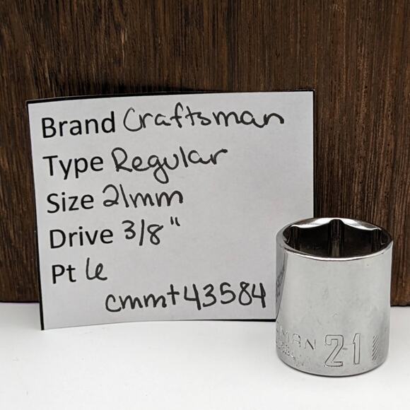 Craftsman Regular Socket 21mm Metric 3/8" Drive 6 Point cmmt43584 - Picture 1 of 4